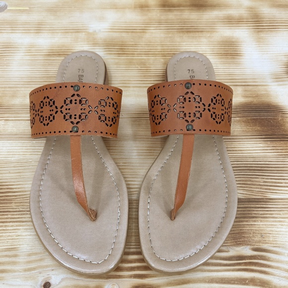 BARBARA BARBIERI Leather Thong Sandals Sz 7.5 - Picture 1 of 11